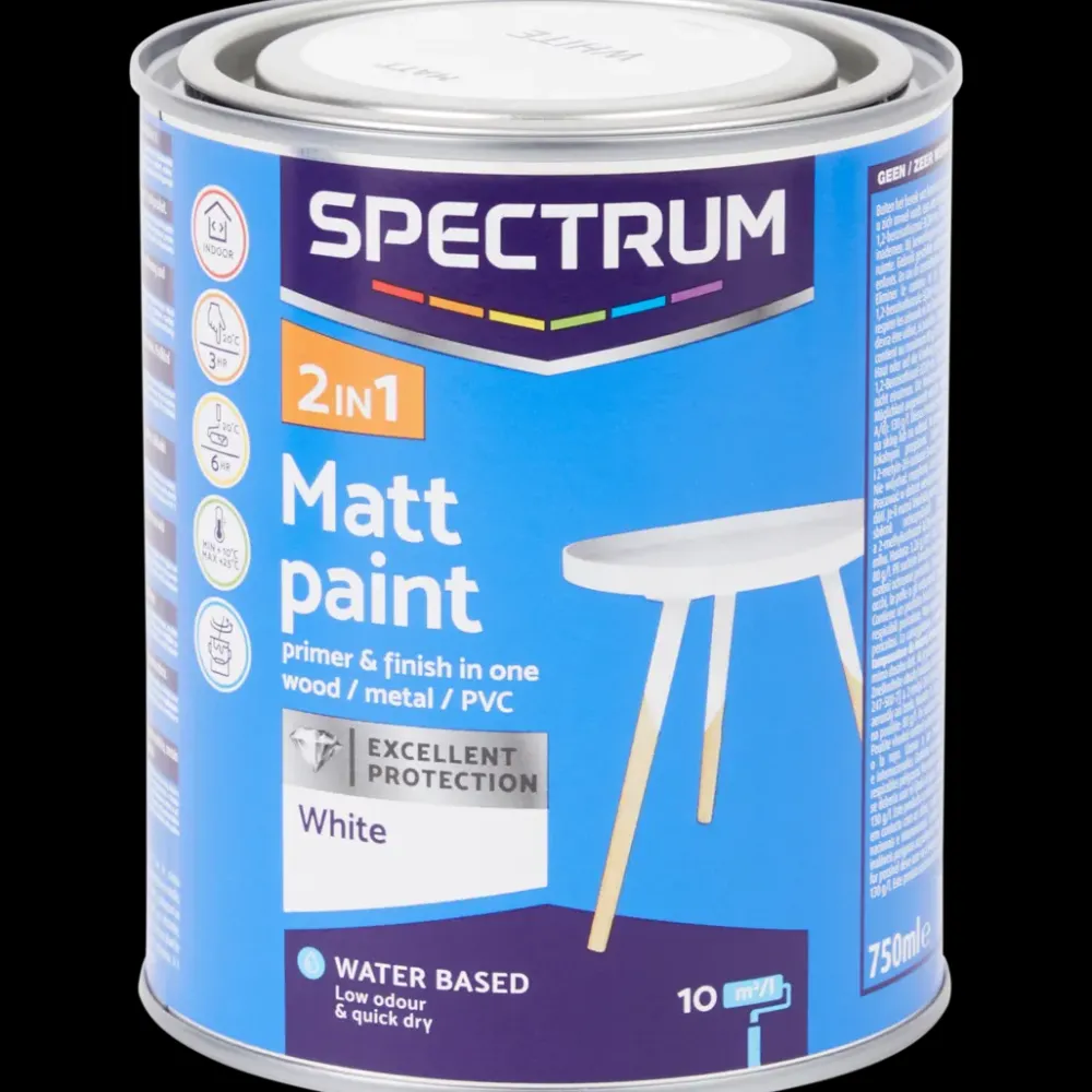 Spectrum 2-in-1 matte verf wit Wit 750 ml | Action NL Discount