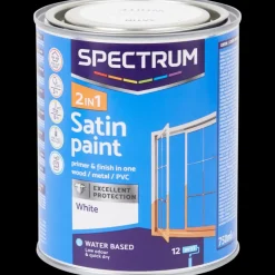 Spectrum 2-in-1 satijnglans verf wit Wit 750 ml | Action NL